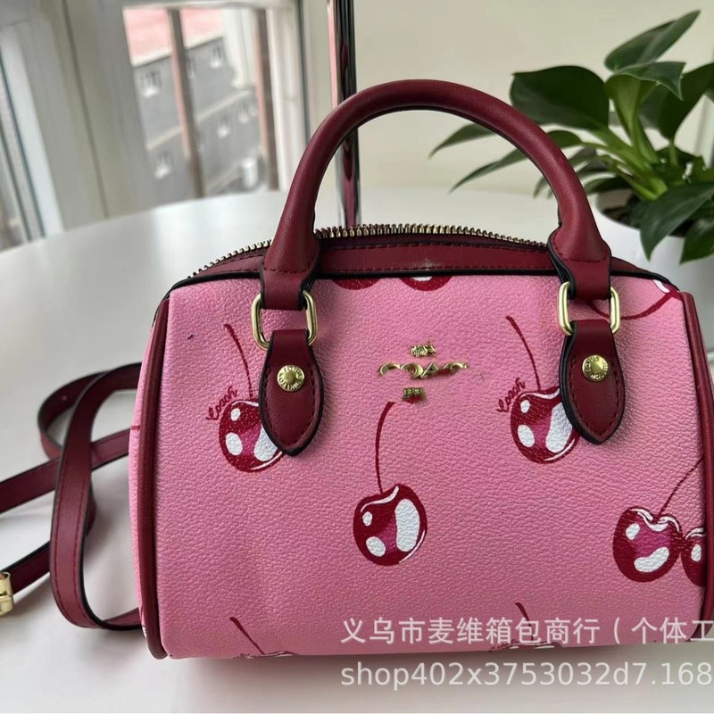 チェリープリントボストンハンドバッグ枕バッグレディースバッグバッグバッグCホームバッグ外国貿易ホットセール2025|undefined