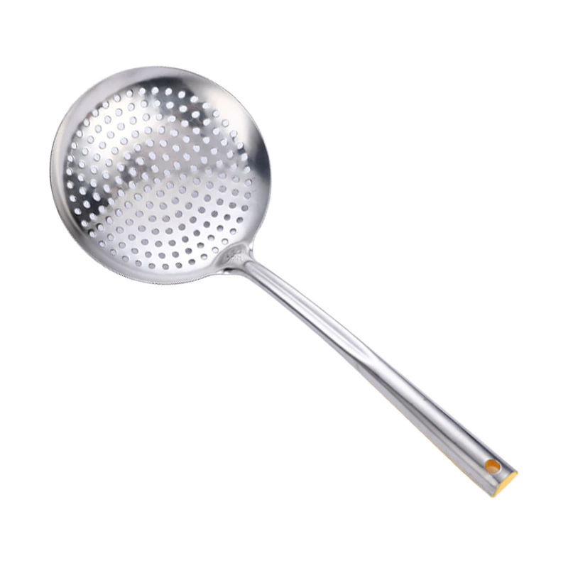 Non-magnetic stainless steel large drain kitchen cooking thickened long handle mesh colander oil drum large oil drain noodle spoon hot pot spoon