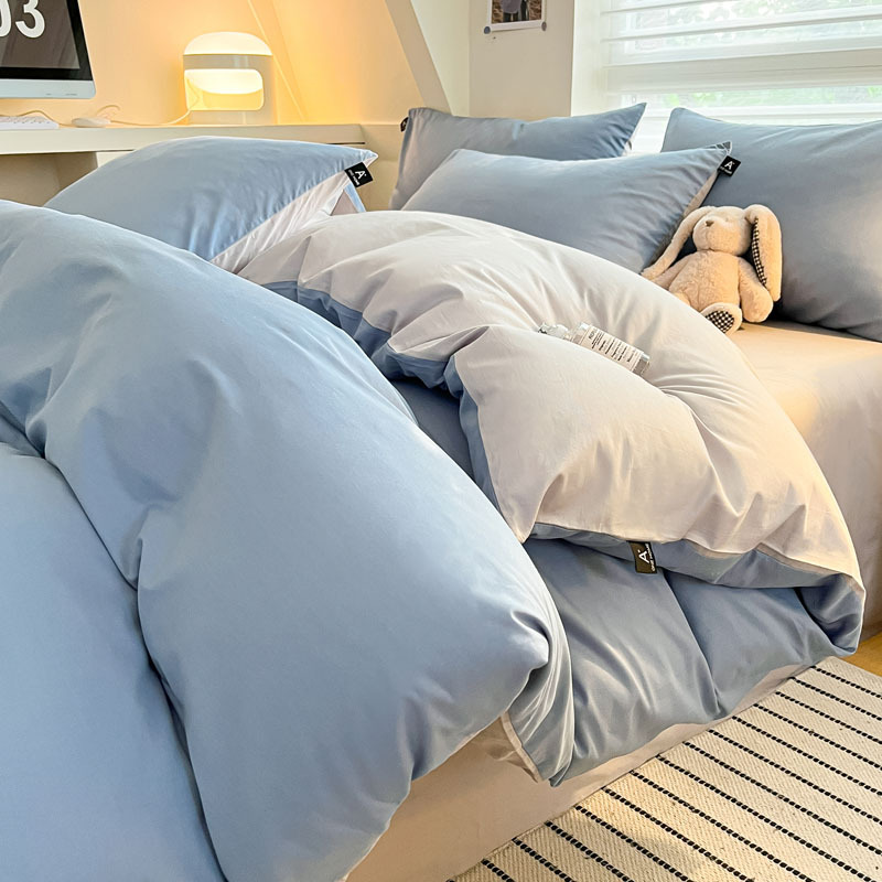 Cama de algodón de clase A para madres y bebés, ropa de cama de cuatro piezas, ropa de cama de color sólido, ropa de cama, dormitorio de estudiantes, tres piezas