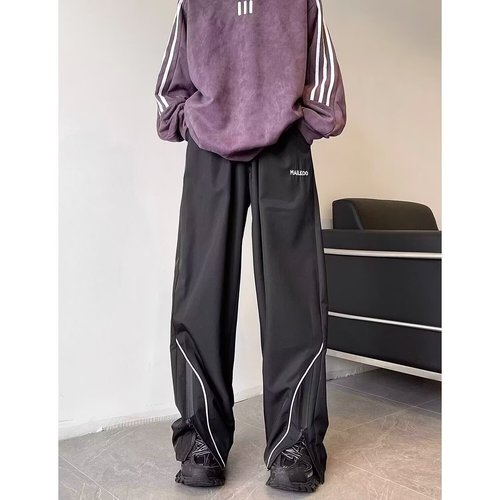 Men's Spring and Autumn 2025 Loose Casual Long Pants American Street Style Performance Wide Leg Sport Pants Trend
