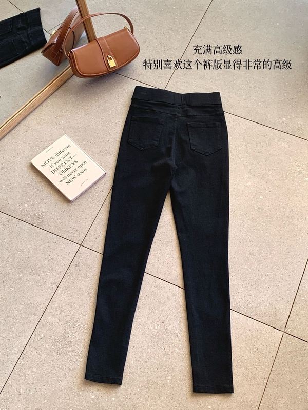 MANUVIVI摩女薇薇竖三金扣小脚小黑裤秋冬弹力显瘦铅笔裤紧身裤女|undefined