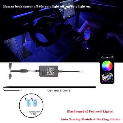 Panel (Dashboard) işıqlandırması Light and Shadow Dashboard Ambient - instrument-panel-4-foot-lights-automatic-sensing-module-docking-station