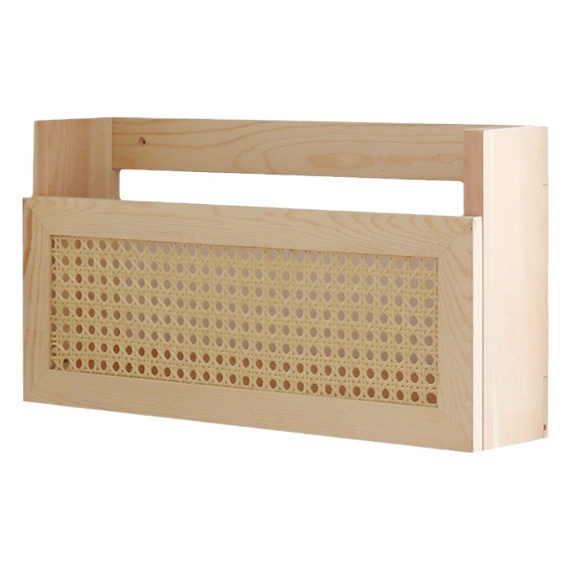 和風手編み収納ボックス 壁掛け収納かご ホームリビング 新聞・ルーター収納 日本風収納