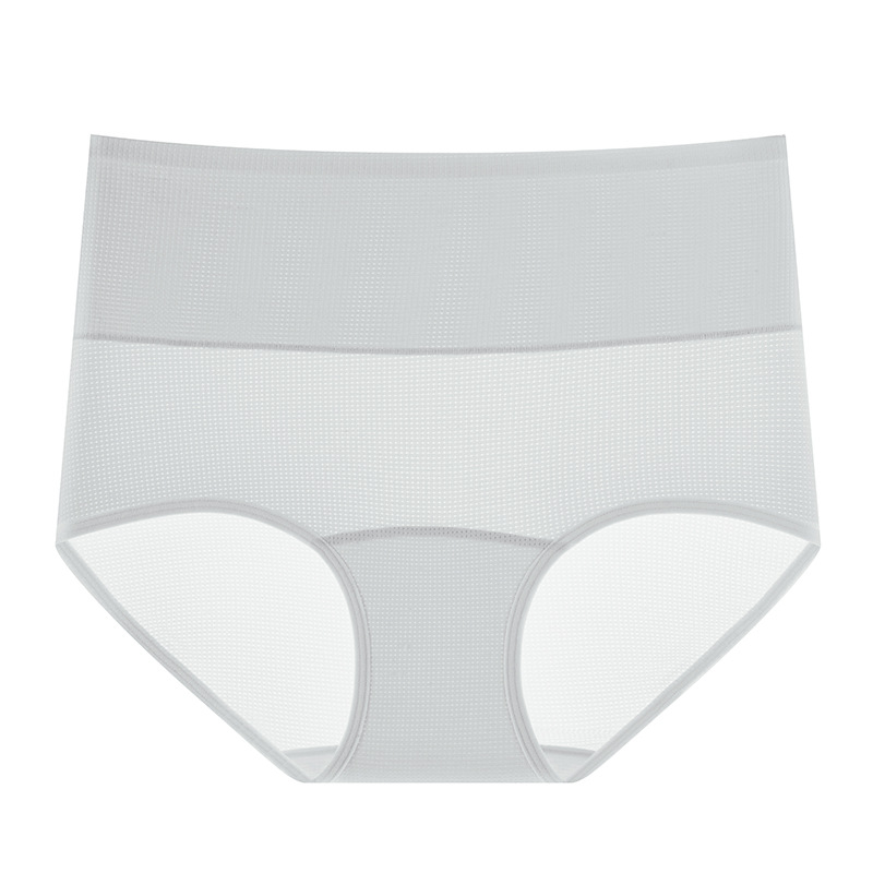 Primavera y verano nuevo agujero transpirable seda de hielo talla grande cintura alta abdomen 10A entrepierna antibacteriana entrepierna de algodón calzoncillos para mujer