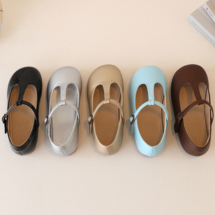 South Korea children's shoes wholesale custom girls retro T-shaped princess shallow mouth all-match girls shoes soft bottom children's shoes