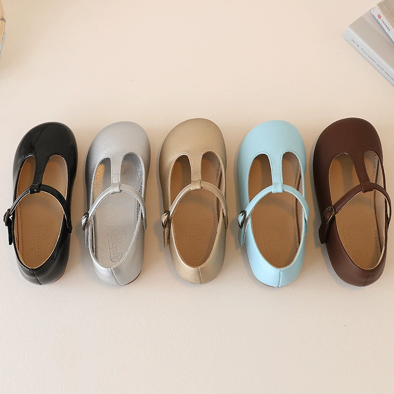 Корейская детская обувь оптовая изготовленная на заказ девочка ретро Т-образная принцесса легкий рот дикая девушка обувь мягкая подошва детская обувь