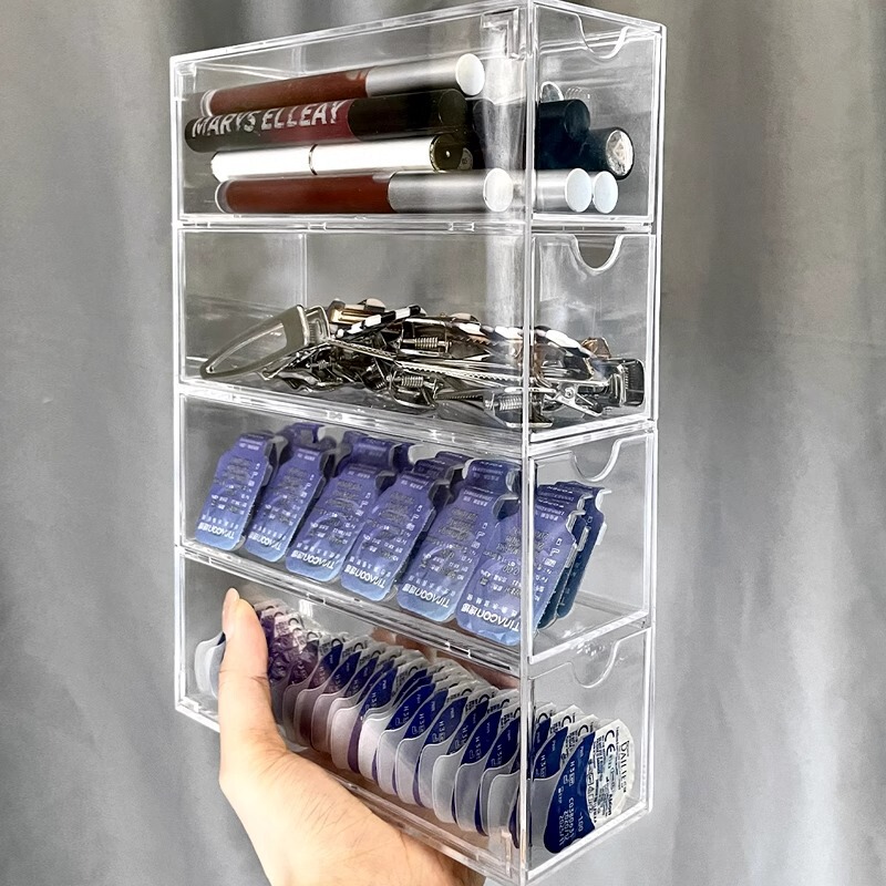 Contact Lens Storage Box, Daily Disposable Contact Lens Cabinet, Cosmetics Large-Capacity Storage Rack, Multiple Pairs of Transparent Portable Boxes