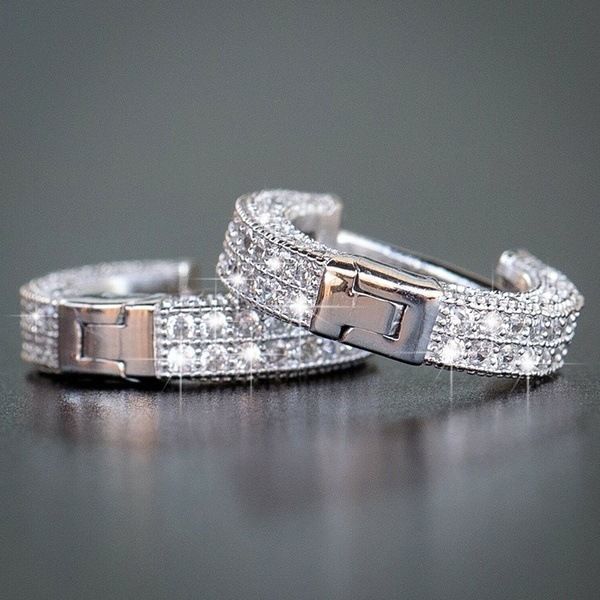 Full diamond men's plain rings, 2022 new minimalist earrings, Korean niche design, circular trendy earrings_voghion.com