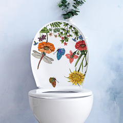 旅康MT34003蝴蝶蜻蜓馬桶貼復古花卉牆貼畫馬桶蓋防水貼紙蜻蜓貼