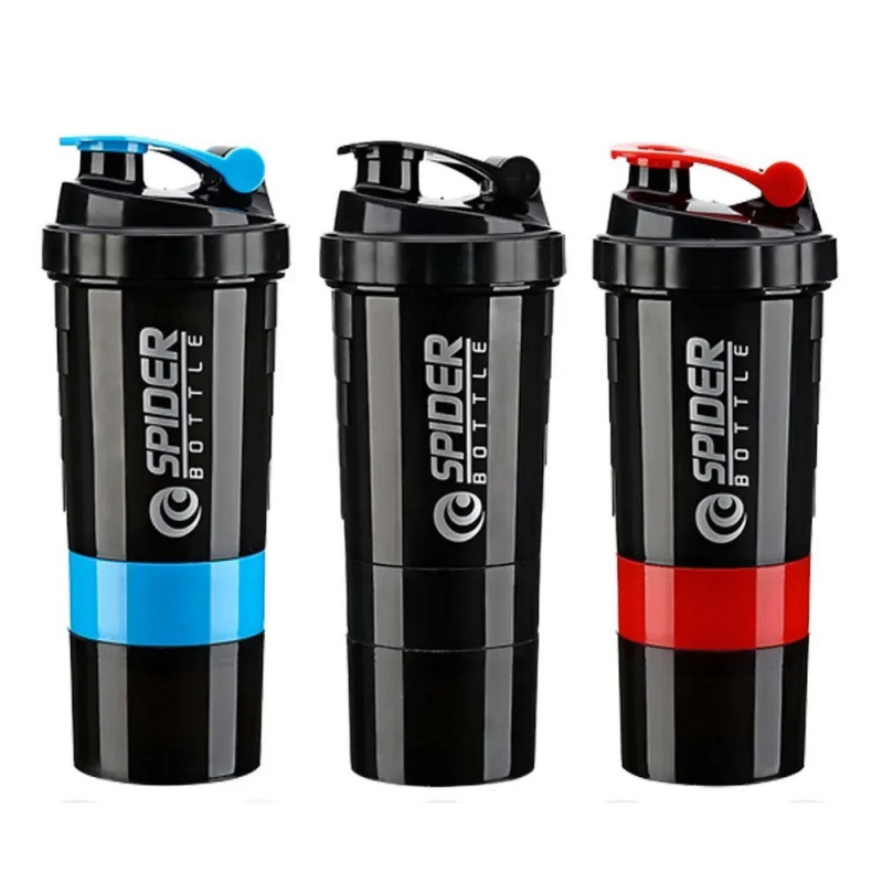 550ml de tres capas shaker taza de gran capacidad de taza de polvo de proteína taza de agua deportiva taza de gimnasio de mano taza de batido al aire libre