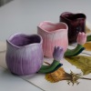 Small design purple ceramics with glass, high quality cup, trend of season, Birthday gift