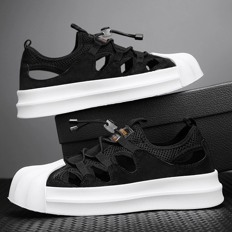 Летняя Новая модная дышащая повседневная обувь для досок, повседневная универсальная обувь на толстой подошве с полой подошвой и плоской подошвой, мужская обувь