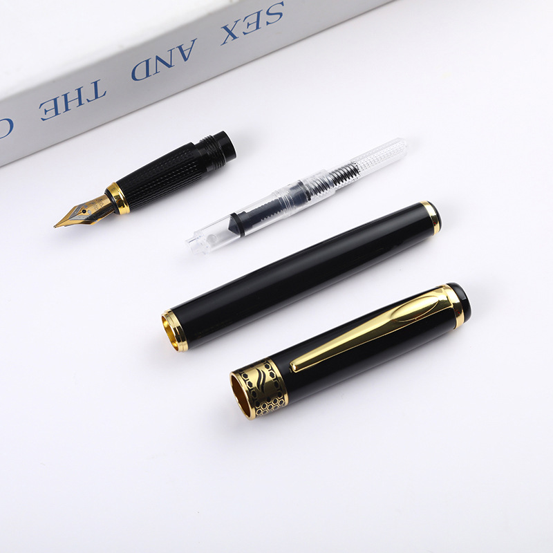 Fábrica al por mayor en stock pluma de metal negro firma pluma publicidad Impresión logotipo alta-pluma de metal de regalo de negocios de gama alta