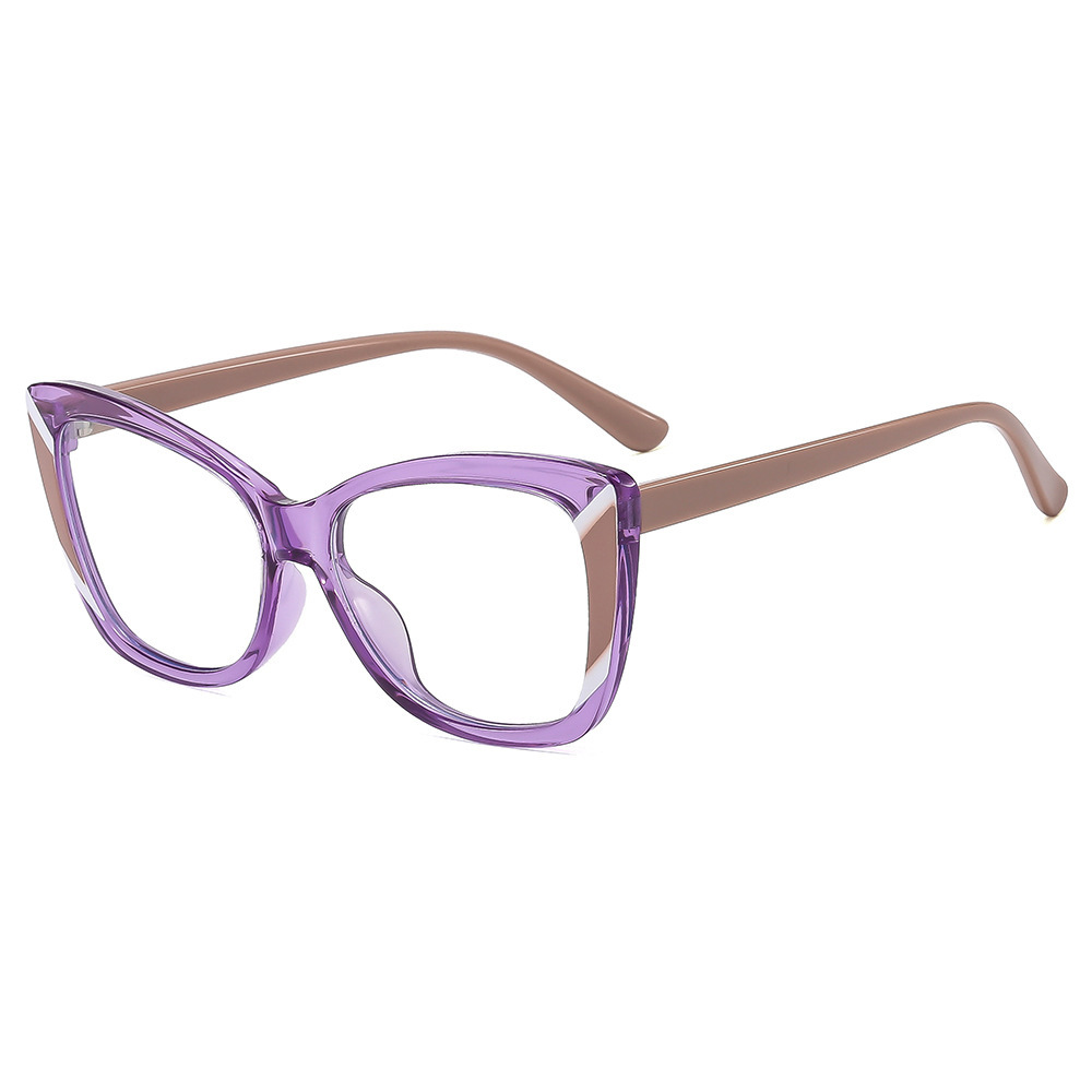 2024 nuevo estilo TR90 color de contraste elegante ojo de gato gafas anti-luz azul personalidad europea y americana gafas de marco de miopía de alta gama