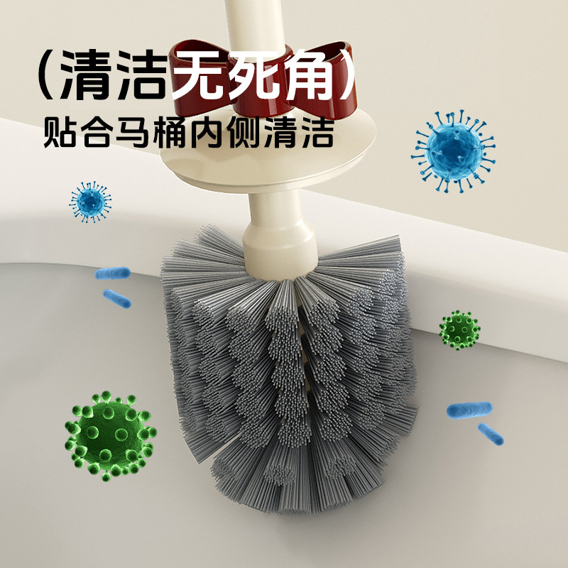 家用马桶刷卫生间长柄带清洁刷创意新款置地底座中古风厕所刷子|undefined
