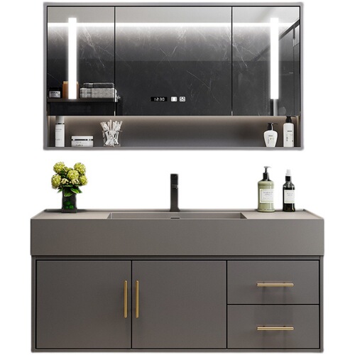 Simple modern rock integrated basin bathroom cabinet combination wash basin cabinet set bathroom face wash basin
