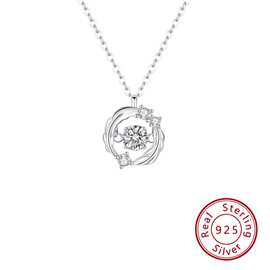 s925纯银羽你相遇灵动的心项链女款小众设计感高级时尚锁骨链饰品