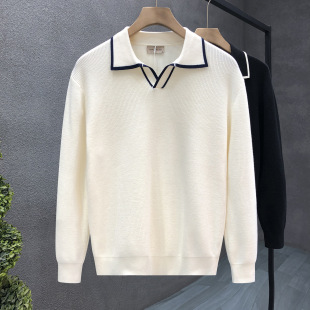 Light Mature Style Casual Lapel Sweater Men's Trendy Brand New Style Men's Warm Top for Autumn and Winter 2024