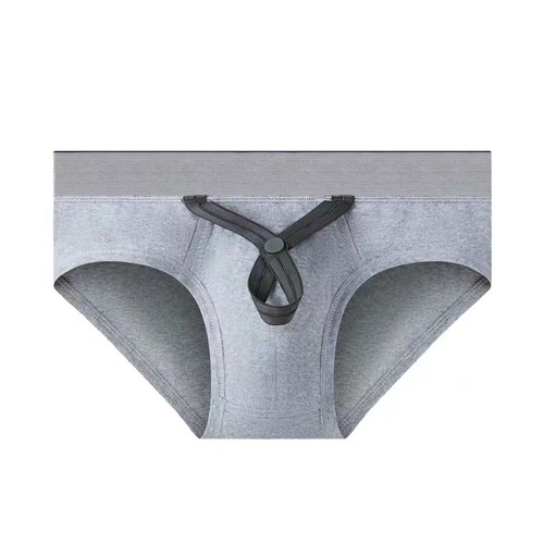 Men's Ring Underwear, Pure Cotton Low-Waist Sexy Tri-Top Briefs for Youth, Scrotum Support, Trendy Breathable Bottoms