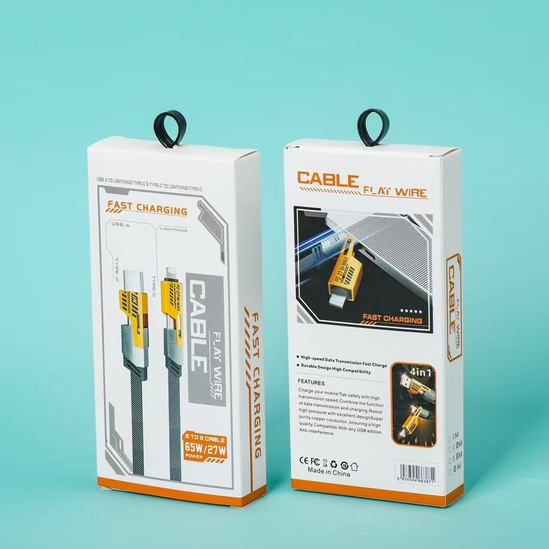 Cable de datos tres en uno de carga flash de doble motor de nitruro de galio Mecha para Apple Huawei Android Honor Xiaomi Car