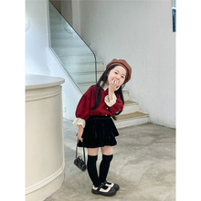 女童法式金丝绒半身裙秋冬儿童百搭高腰短裙宝宝加厚蓬蓬蛋糕裙子