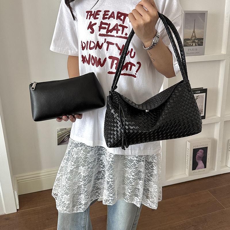 Bolsa de tejido de gran capacidad, bolso de mano de mano de vacaciones, bolso de brazo de dos piezas.
