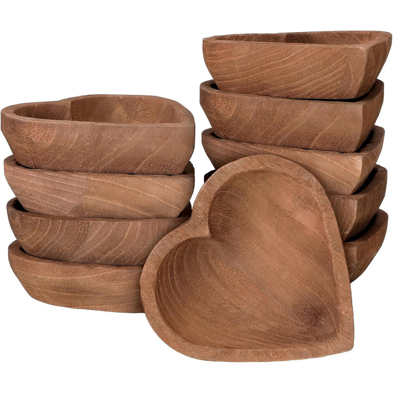 Decorative Wooden Heart-Shaped Candle Bowl Ideal for Dining Table Center Decoration in Bathroom Bedroom Living Space