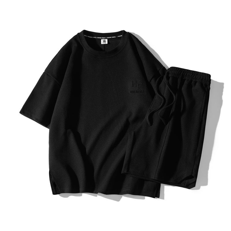 Vyriški drabužiai. Išskirtiniai vyriški marškinėliai apvalia iškirpte, trumpomis rankovėmis, naujas laisvalaikio sportinis kostiumas su lediniu pojūčiu._voghion.com