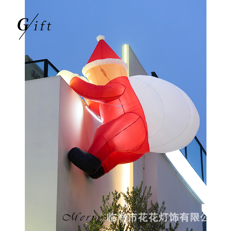 Decoración navideña dibujos animados Papá Noel escalada pared molde inflable atmósfera decoración navideña accesorios colgantes al aire libre