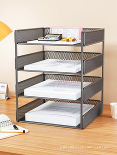 A4 Desktop File Rack Metal Data Rack File Frame Multi-Layer File Storage Rack Office Folder Storage Box
