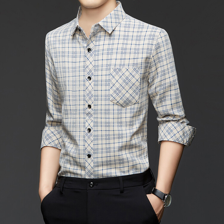 Spring and Autumn Cotton Linen Shirt Men's Long Sleeve Loose Thin Shirt Lapel Plaid Long Sleeve Shirt Men's Hair Spring and Autumn Cotton Linen Shirt Men's Long Sleeve Loose Thin Shirt Lapel Plaid Long Sleeve Shirt Men's Hair