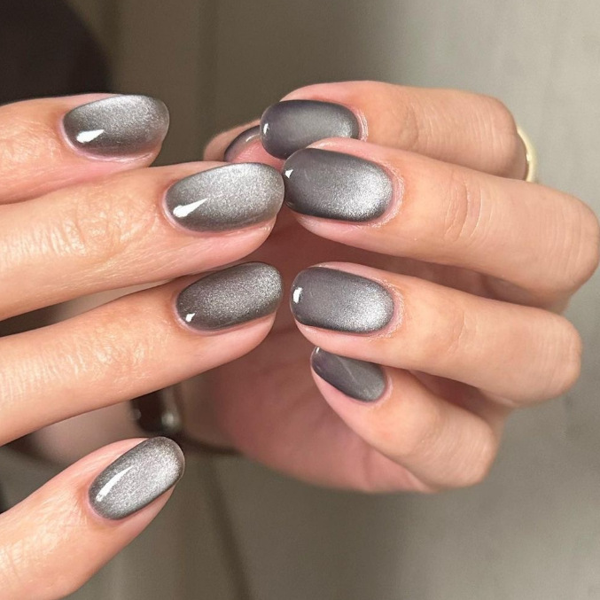 Nail Patch Wear Armor Cat's Eye Nail Patch Gray Wearable Nail Patch Wear Armor Short Fake Nail Summer