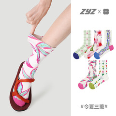 文藝復興原創女襪春季立體浮雕中筒襪ins少女風花朵韓國潮流襪子