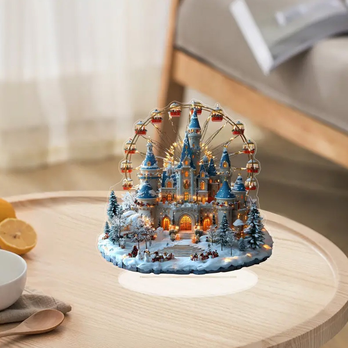 Colgantes de invierno cruzados rueda acrílica plana escritorio decoración navideña decoración navideña perfecta