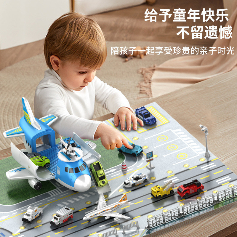 Penglebao aviones modelo de juguete simulación transporte aviones estacionamiento puede almacenar aviones de pasajeros coche niños P906-A