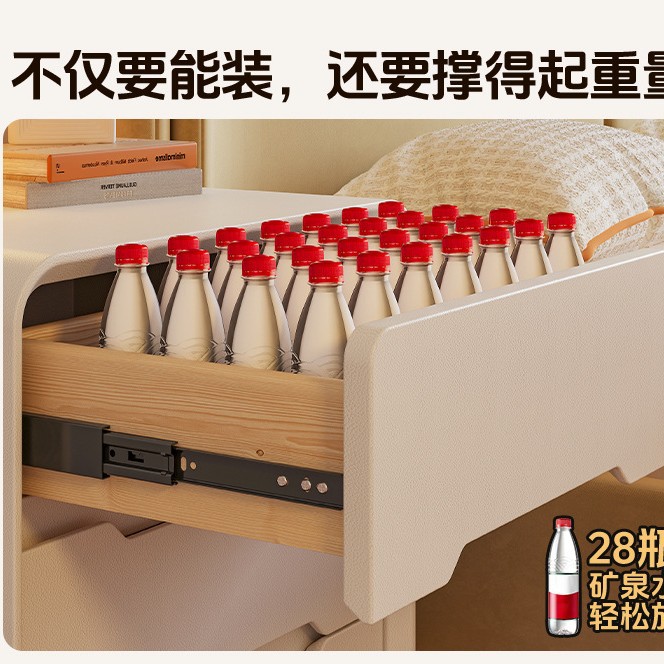 Mesa de cabezal de cama de madera maciza pequeña habitación doméstica al lado de la cama armario de almacenamiento estante de almacenamiento 2025 explosión lujosa sensación de alto nivel