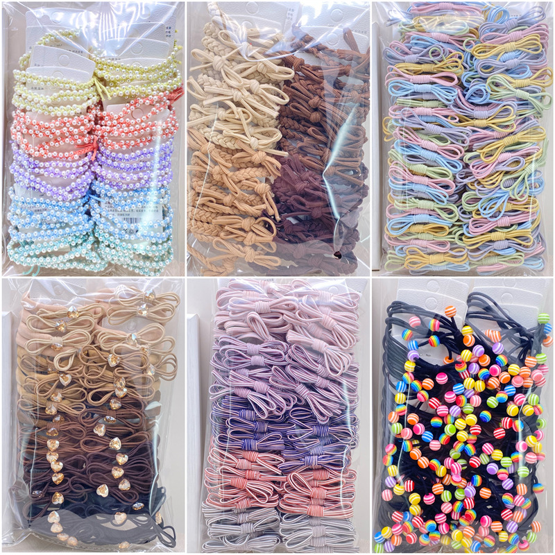 Diadema de perlas tejidas a mano de estilo coreano simple banda de pelo de niña fresca accesorios de pelo de moda de alta elasticidad para mujeres 2 yuanes