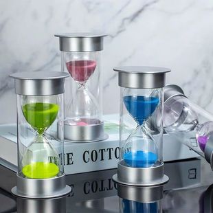 Silver Cover Anti-drop Hourglass Timer Decoration Children's Learning Countdown quicksand Plastic Hourglass Decoration Time Creative