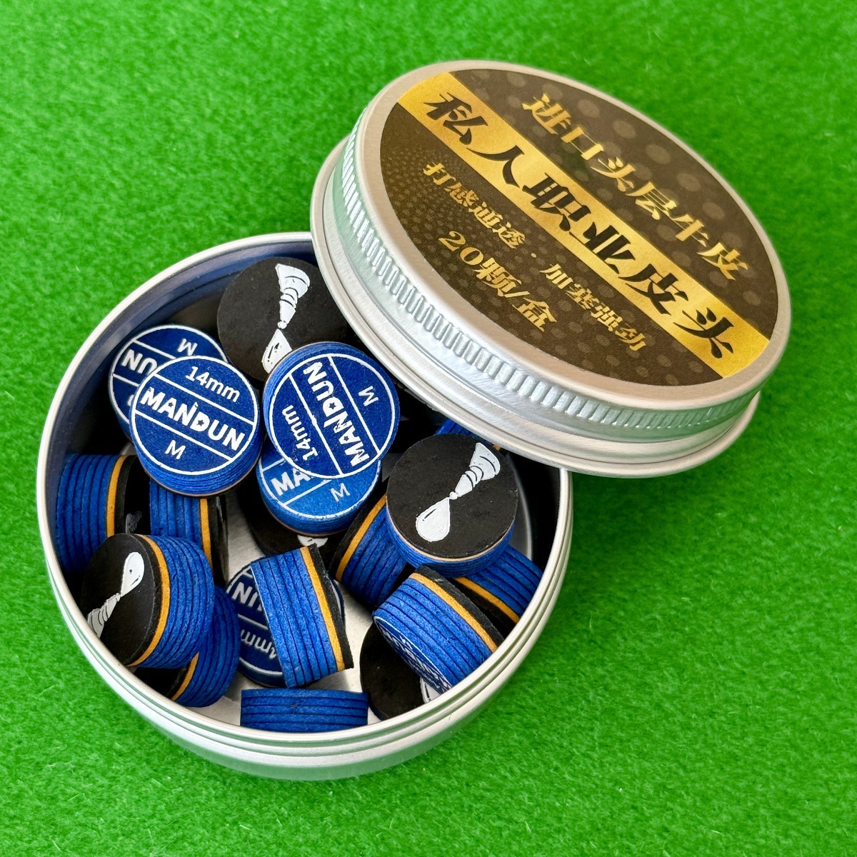 Bulk blue ice leather head 14mm neutral, 20 pieces in a box