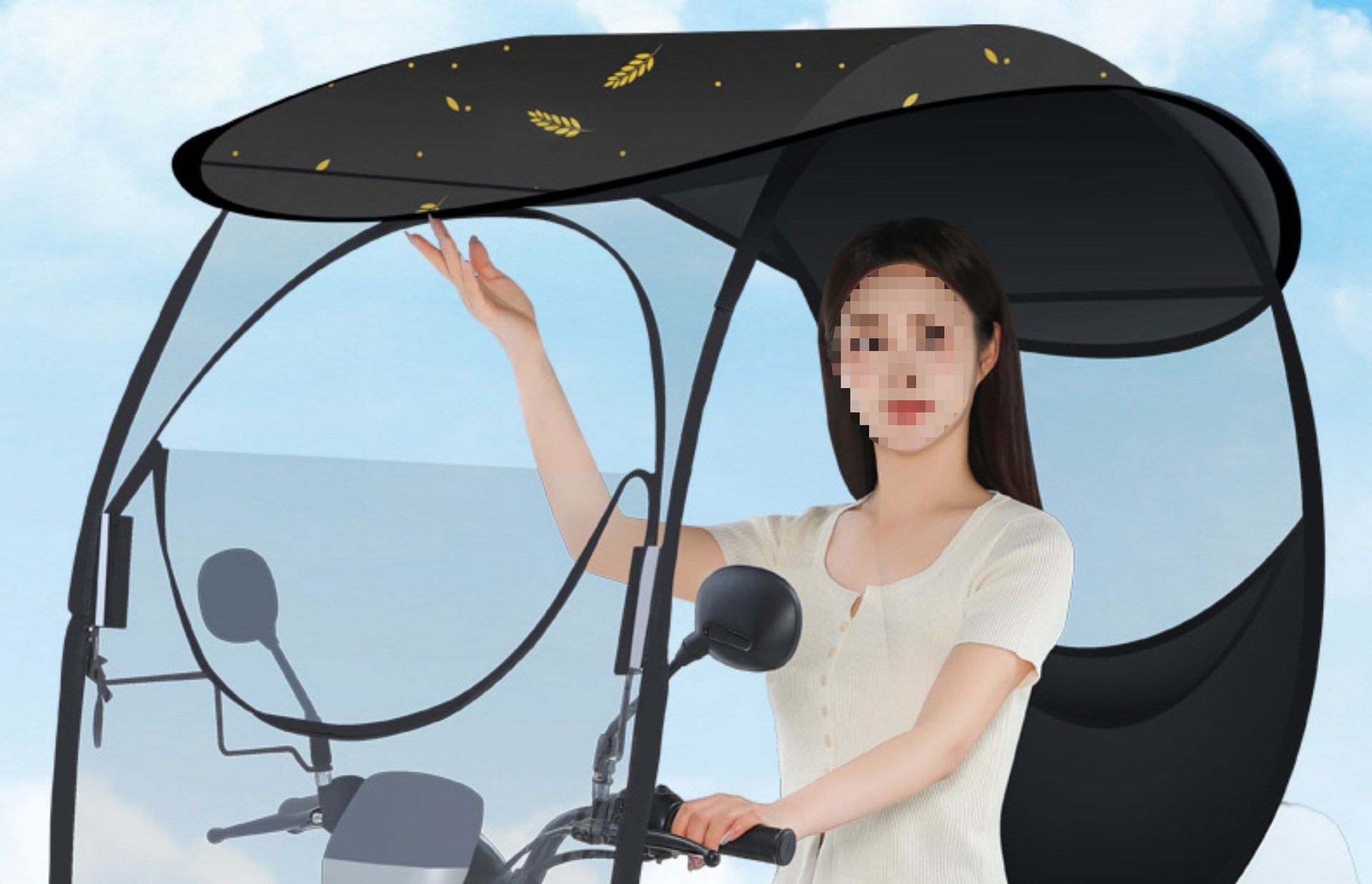 New Model Electric Scooter Rain Shelter, Electric Bike Sunshade, Rainproof Canopy for Electric Motorcycles, Wholesale