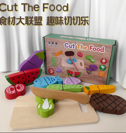 Verduras y frutas para niños pequeños, música de corte, simulación magnética de madera, juego de la casa, juego de corte, juego de rompecabezas, juguete