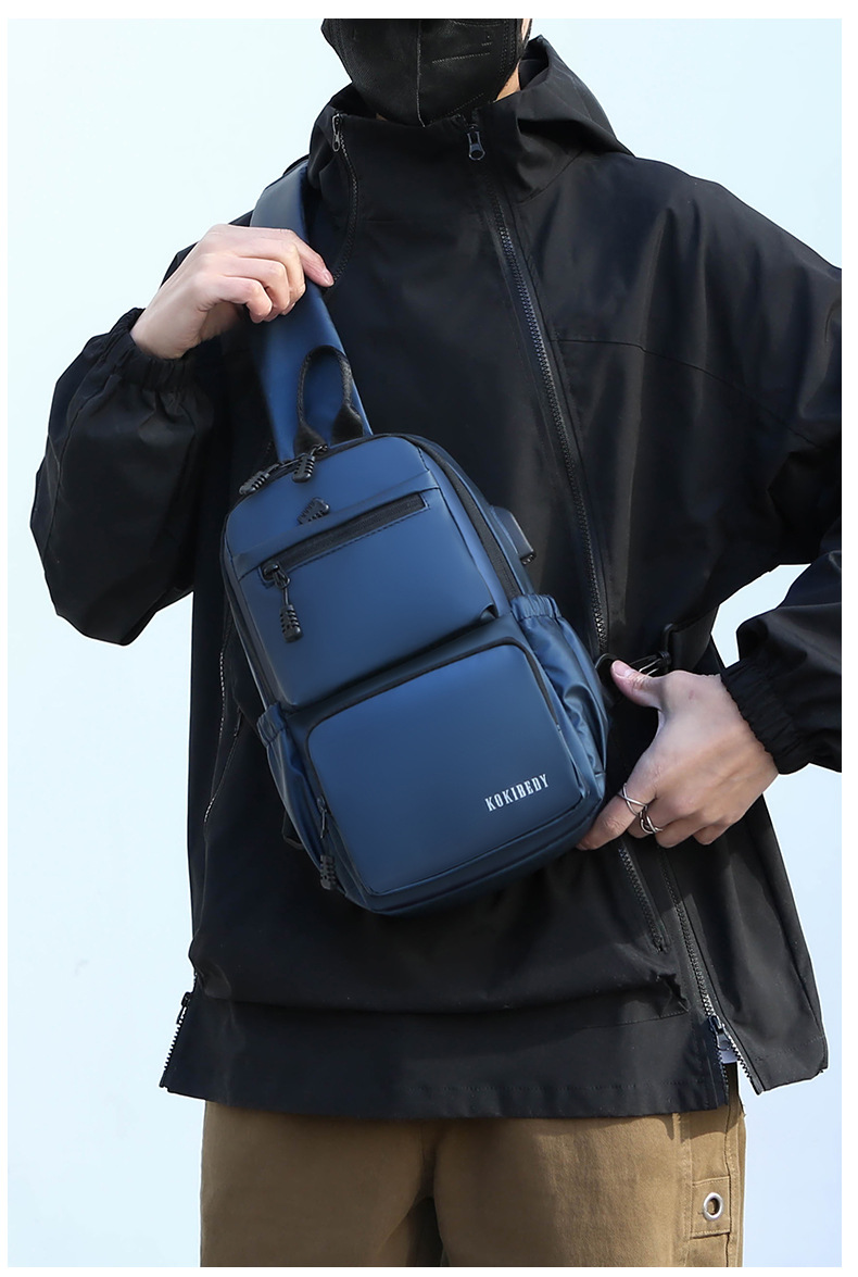 Men's chest bag, crossbody bag, single-shoulder bag, multi-functional large-capacity men's bag, water-resistant chest bag, small bag, cross-border undefined