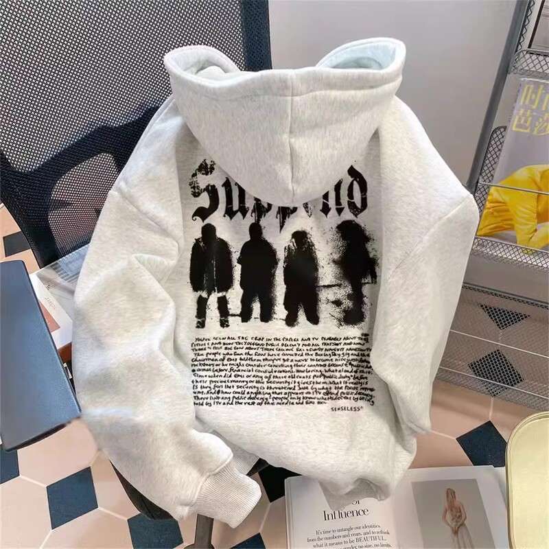European and American Street hiphop Heavy Hooded Sweat Men's Autumn and Winter American National Tide vibe Couple Thickened fleece-lined Top