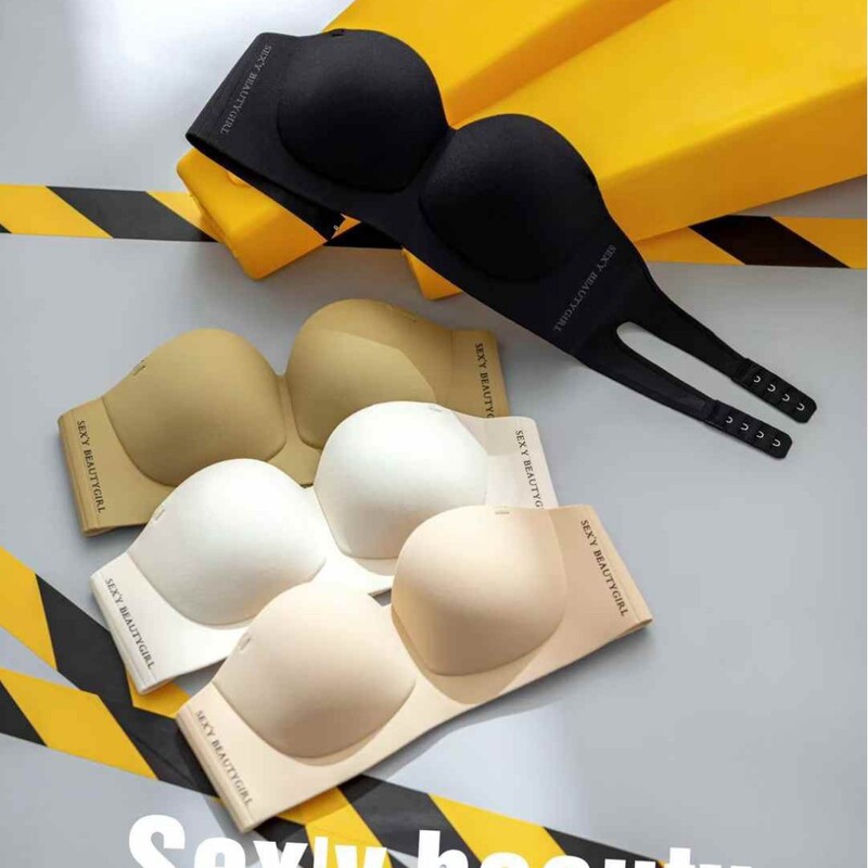 2541 Offer you# Non-slip Strapless Gathering Non-slip Gathering Double Buckle Detachable Shoulder Bra for Women