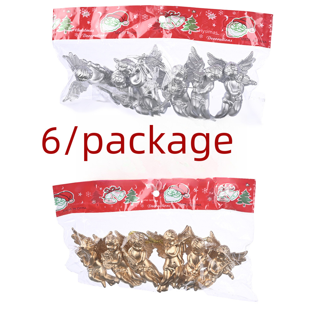 Haube karácsonyi dekoráció arany és ezüst angyal medál kreatív új kis angyal baba függő kis fa függő díszek_voghion.com