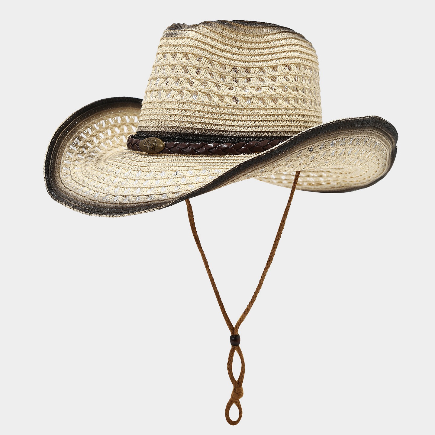 Primavera y verano nuevo ala al aire libre que forma el sombrero grande del sol de los hombres y las mujeres de mezclilla occidental estilo paja sombrero pescador sombrero image 21