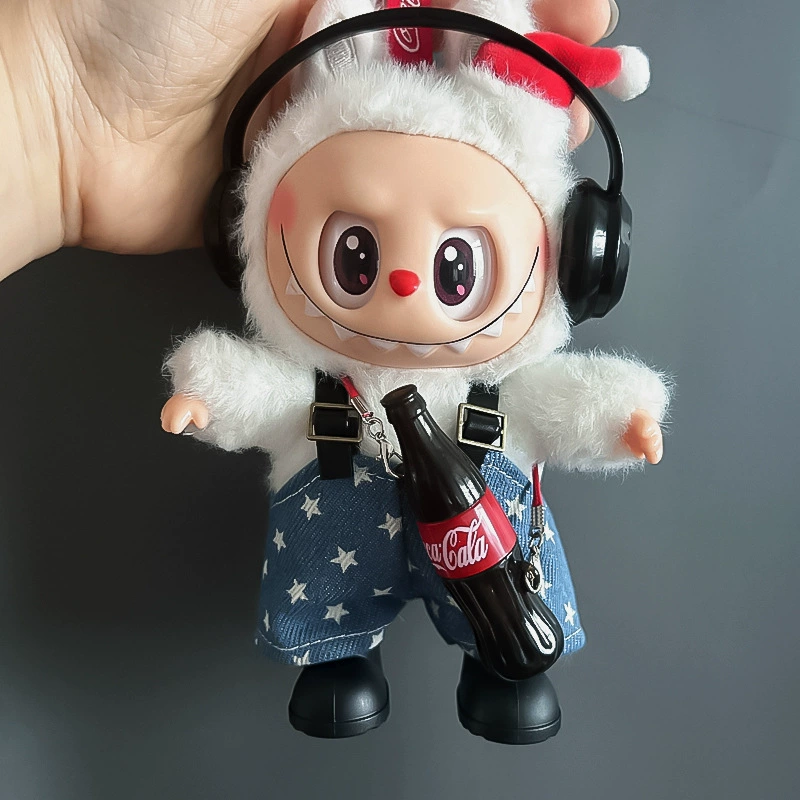 Набор одежды (Labubu) для куклы 17 см, костюм Coca-Cola с наушниками и ботинками, мульт стилевые