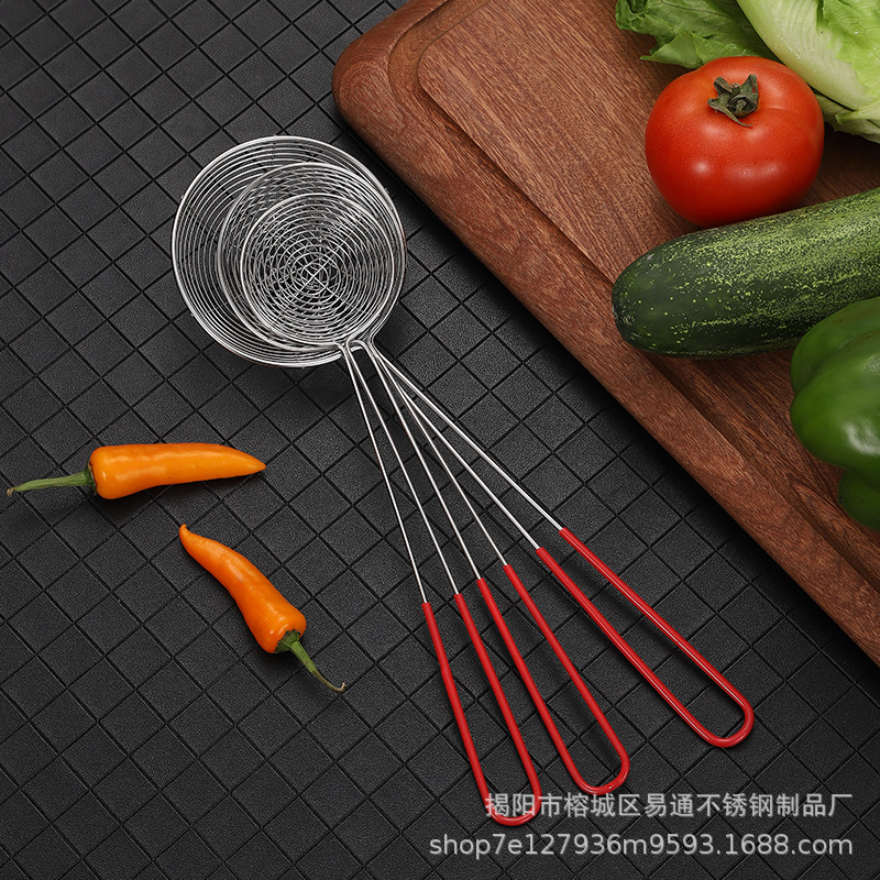 Promocional de acero inoxidable colador de té de leche de perlas cuchara de perlas pequeña cuchara redonda Rosa suministros de té de leche fuga de hilo de pegamento rojo