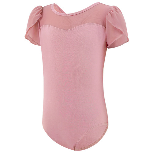 Children's dance practice clothes, girls' ballet bow gymnastics clothes, female art exam new short-sleeved bodysuits, dance clothes
