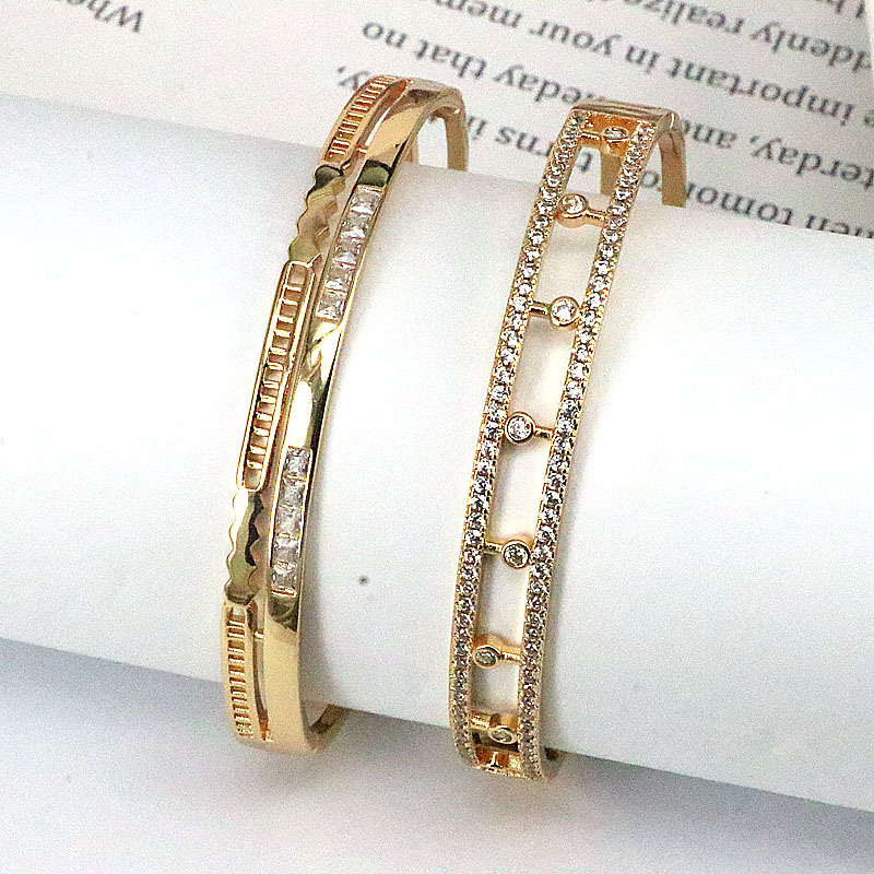 Fashion Geometric Copper Bangle Gold Plated Zircon Copper Bracelets